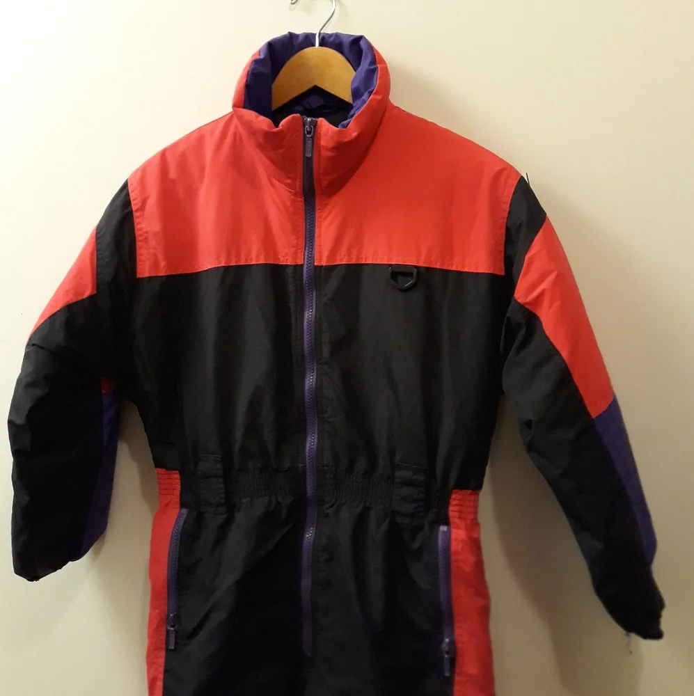 Vintage 80s ProSports Junior Colorblock One Piece Ski Suit Made in USA